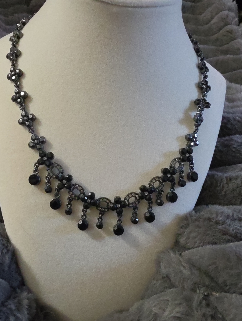 Black Beaded Fringe Necklace - Women Jewelry